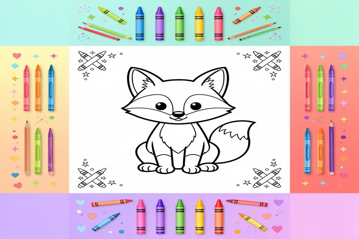fox coloring pages for kids - Free Printable Coloring Page