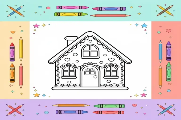 gingerbread house coloring pages for kids - Free Printable Coloring Page