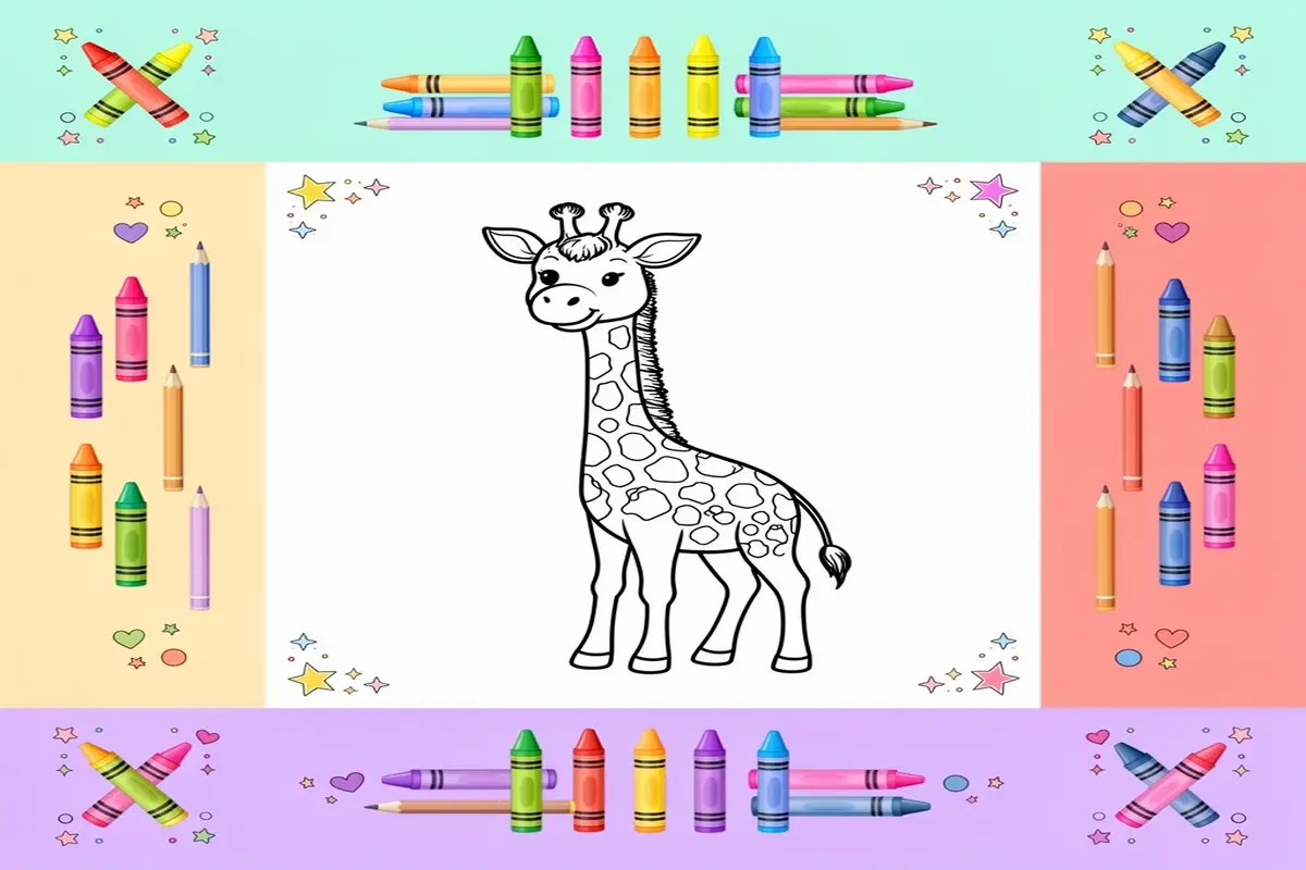 giraffe coloring pages for kids - Free Printable Coloring Page