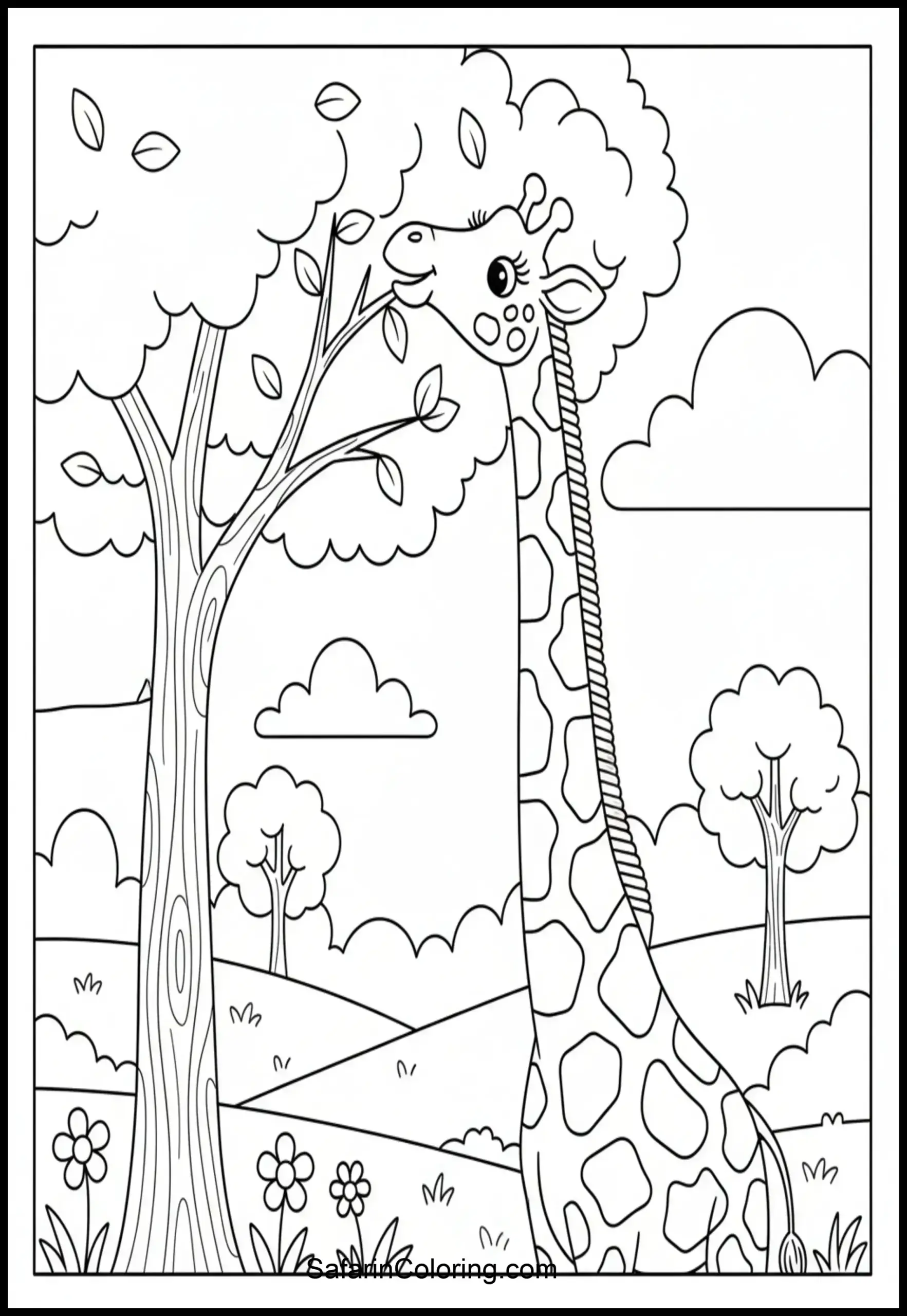 Giraffe Eating Leaves Scaled