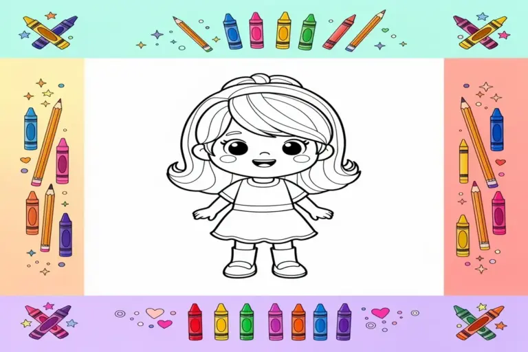 girl coloring pages for kids - Free Printable Coloring Page