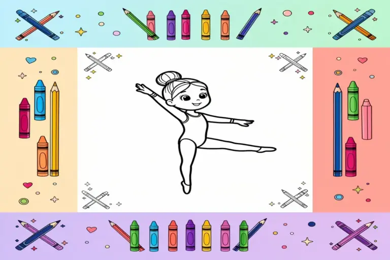 gymnastics coloring pages for kids - Free Printable Coloring Page