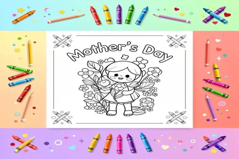 happy mother's day coloring page for kids - Free Printable Coloring Page