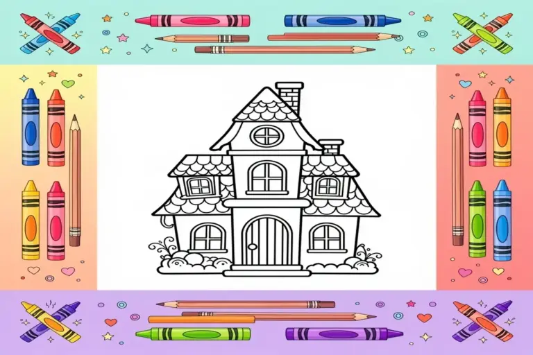 haunted house coloring pages for kids - Free Printable Coloring Page
