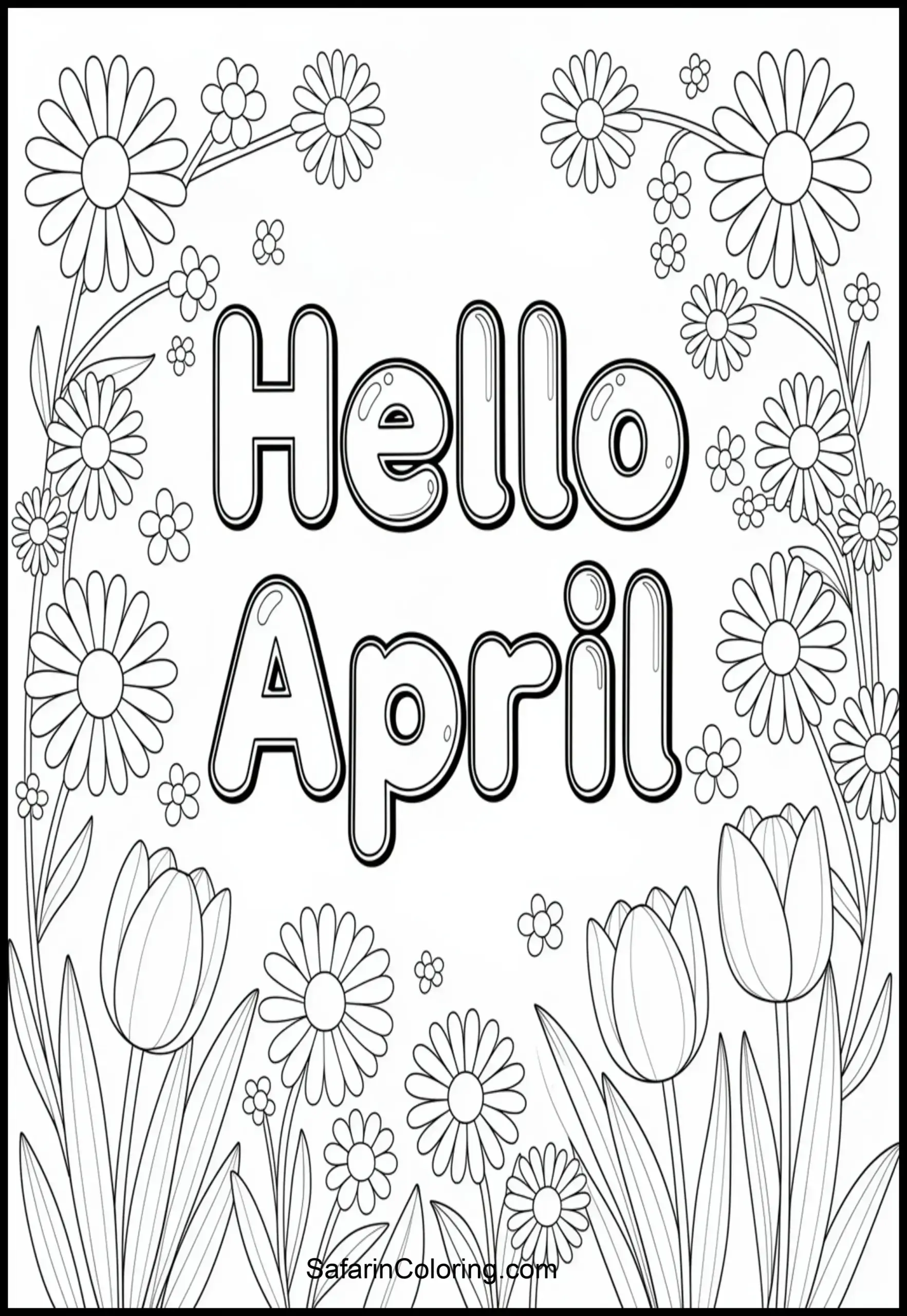 Hello April Floral Text Scaled