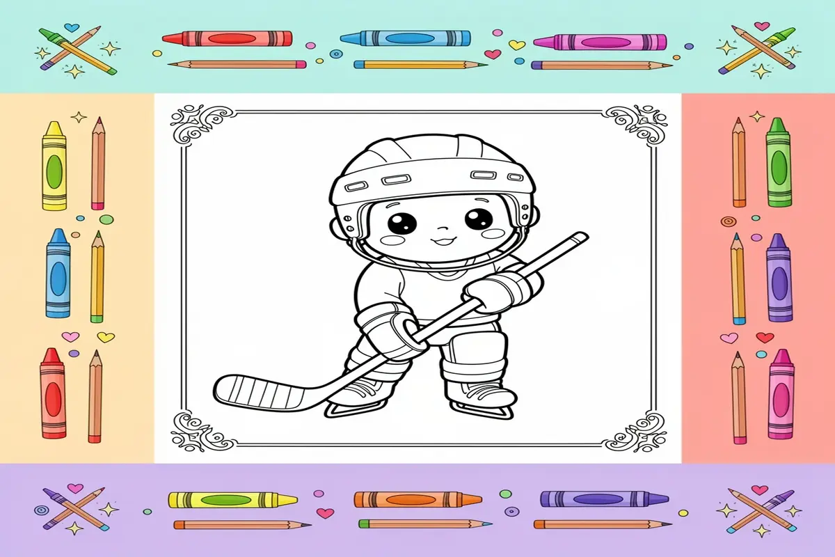 hockey coloring pages for kids - Free Printable Coloring Page