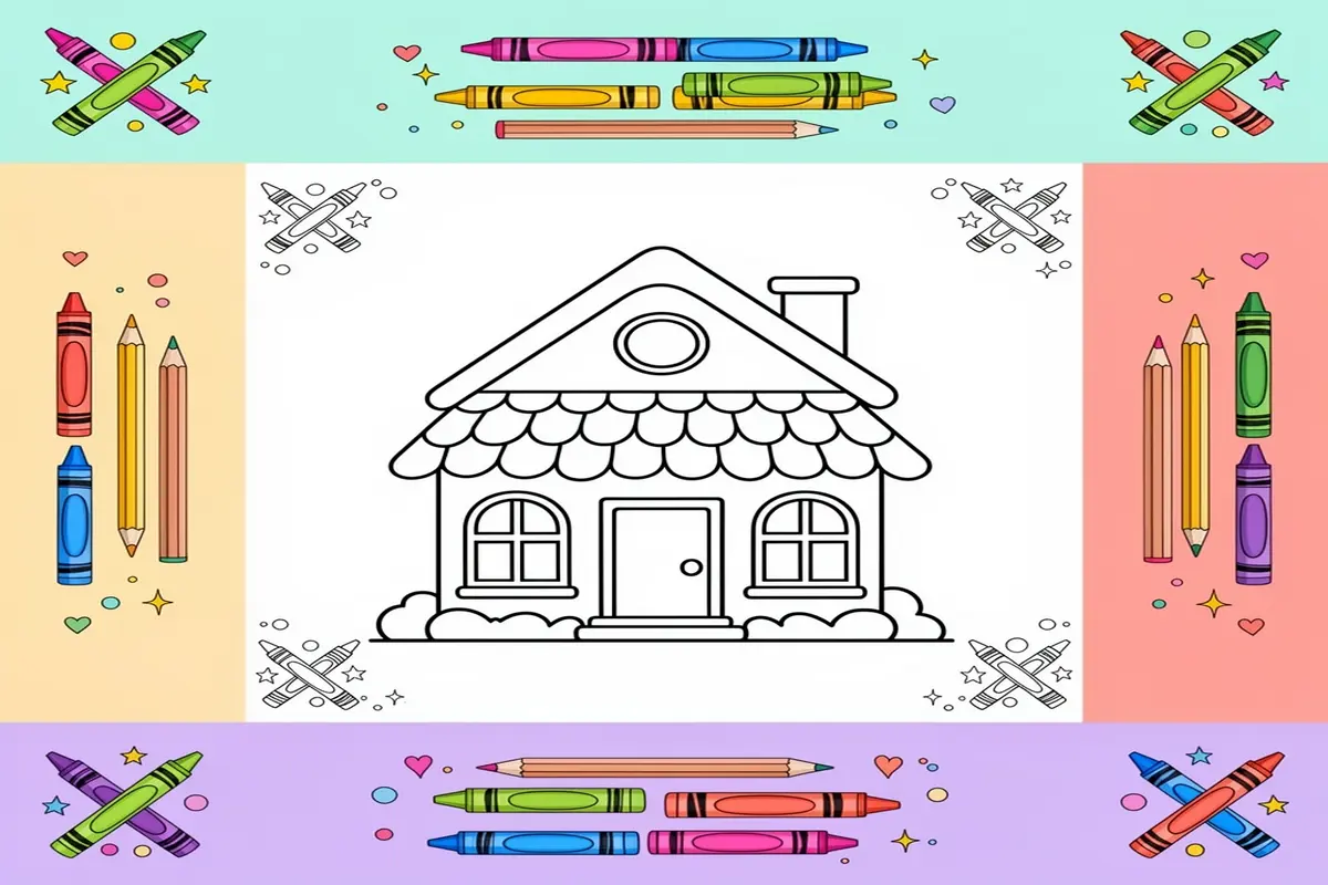 home coloring pages for kids - Free Printable Coloring Page
