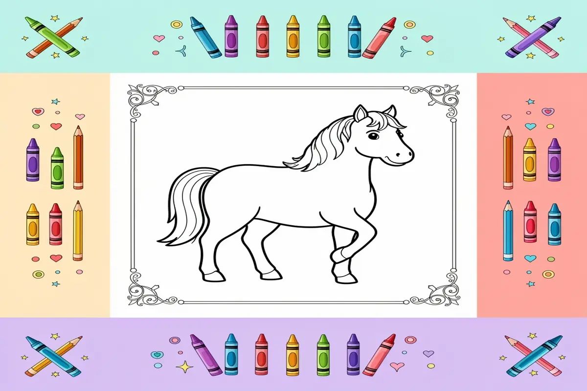 horse coloring pages for kids - Free Printable Coloring Page