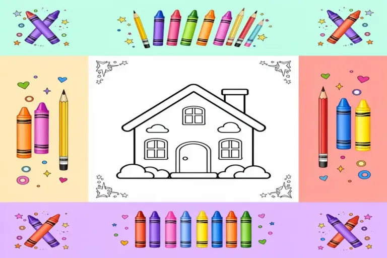 house coloring pages for kids - Free Printable Coloring Page