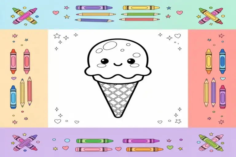 ice cream coloring pages for kids - Free Printable Coloring Page