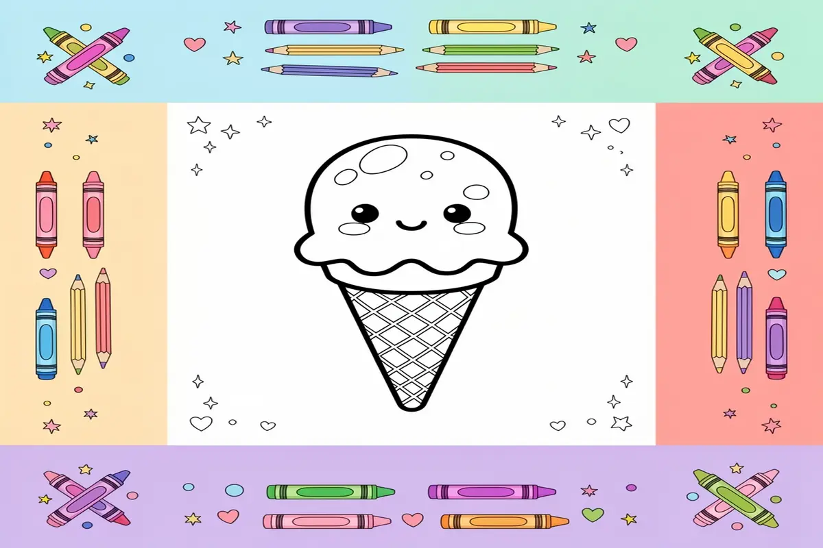ice cream coloring pages for kids - Free Printable Coloring Page