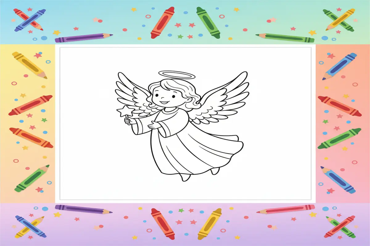 angel coloring pages for kids - Free Printable Coloring Page