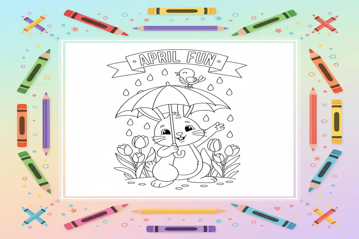april coloring pages for kids - Free Printable Coloring Page