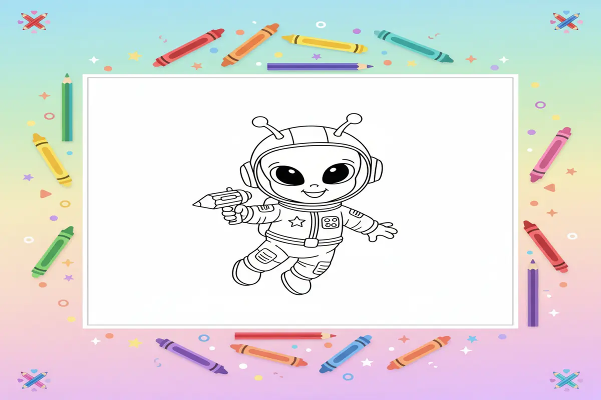 alien coloring pages for kids - Free Printable Coloring Page