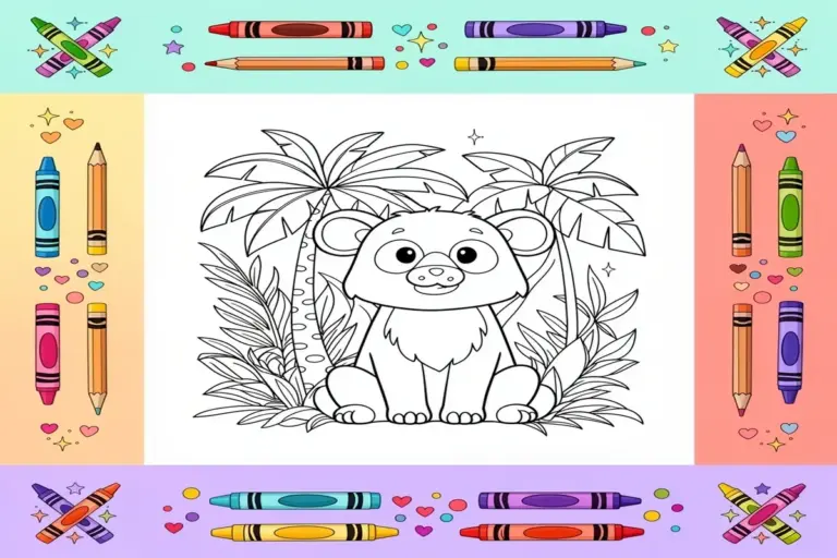 jungle coloring pages for kids - Free Printable Coloring Page