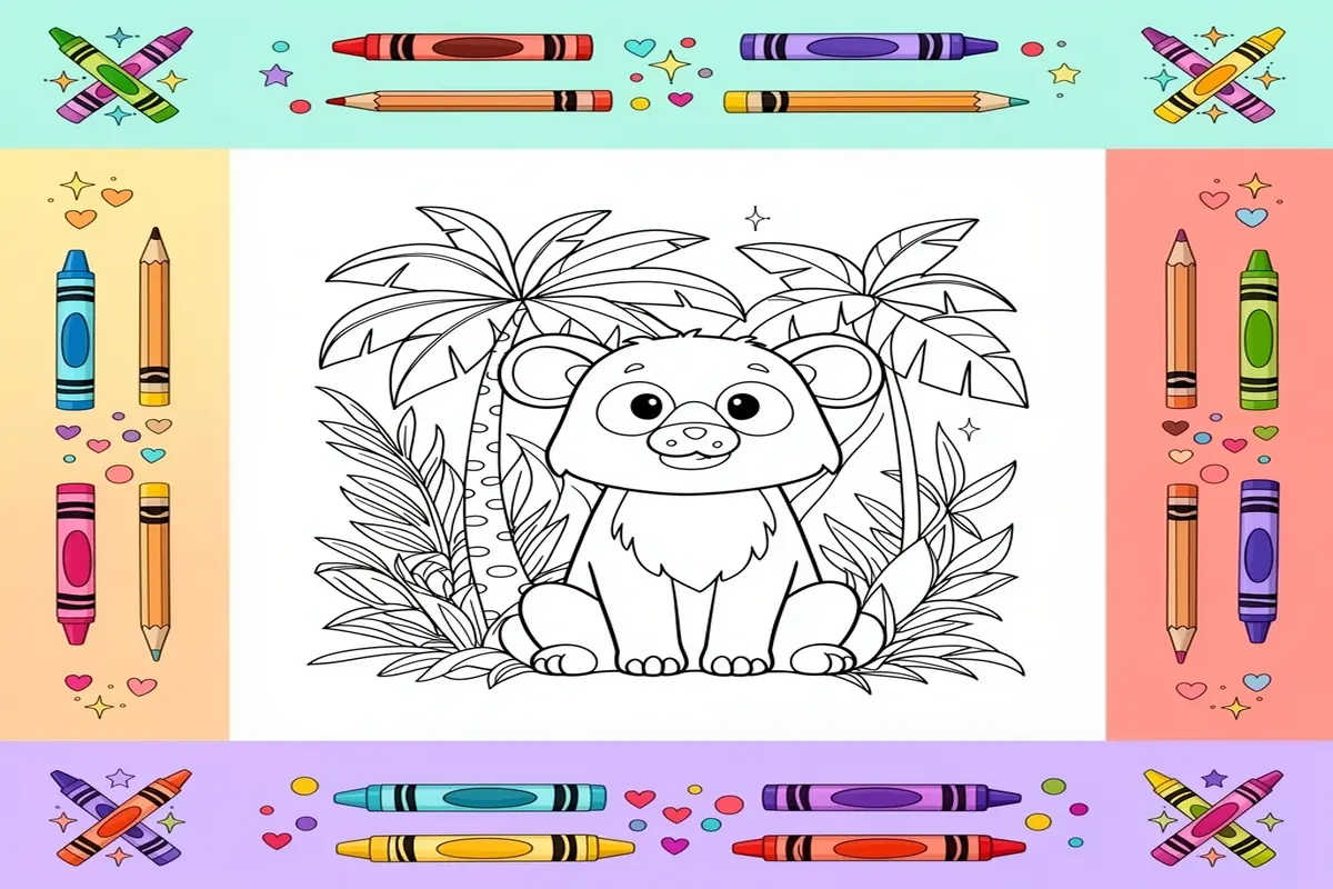 jungle coloring pages for kids - Free Printable Coloring Page