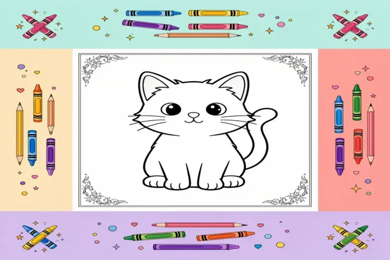 kitty coloring pages for kids - Free Printable Coloring Page