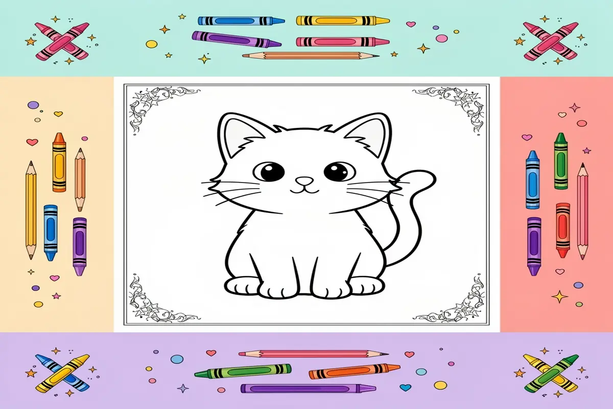 kitty coloring pages for kids - Free Printable Coloring Page
