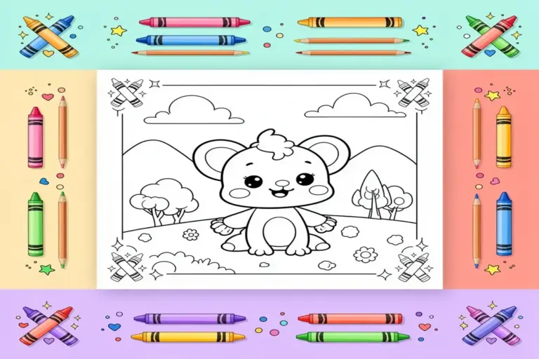 landscape coloring pages for kids - Free Printable Coloring Page