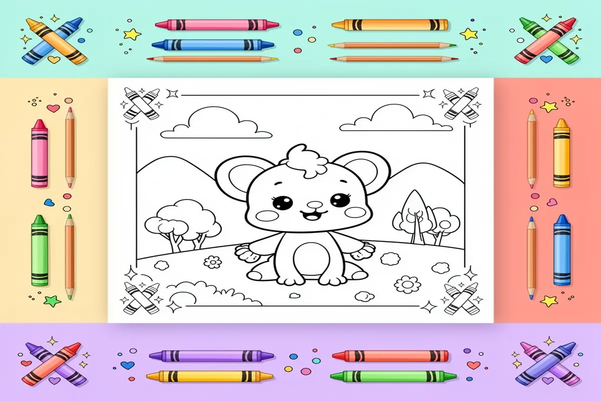 landscape coloring pages for kids - Free Printable Coloring Page