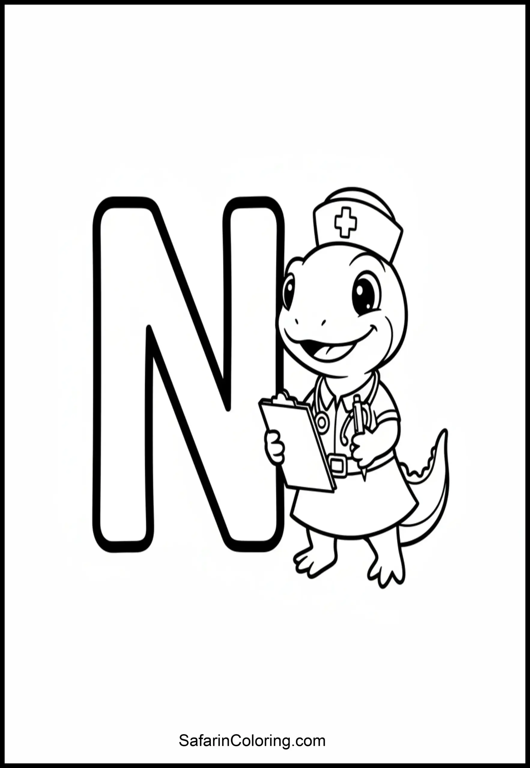 Letter N Newt Nurse Scaled