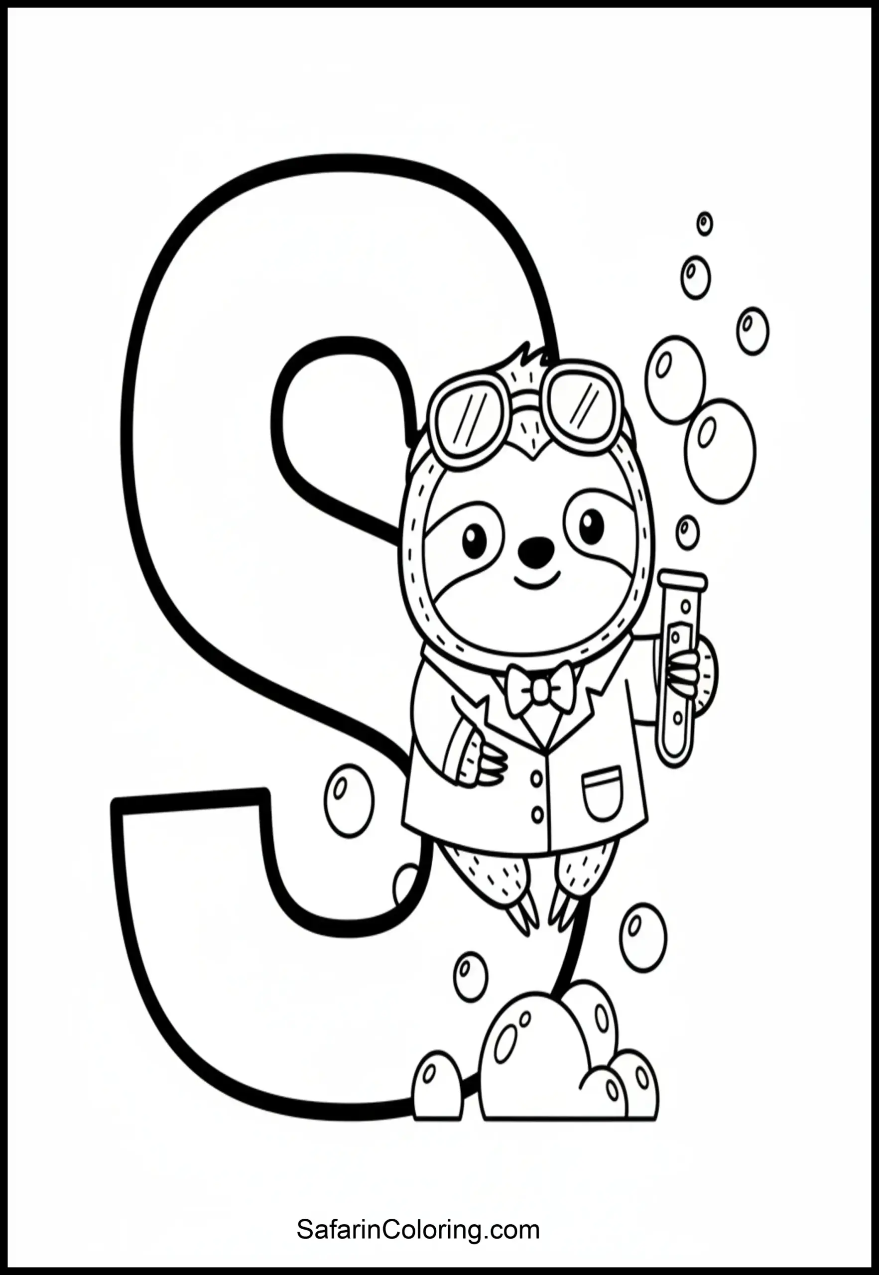 Letter S Sloth Scientist Scaled