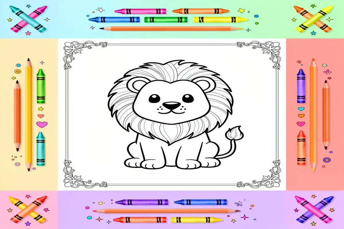 lion coloring pages for kids - Free Printable Coloring Page