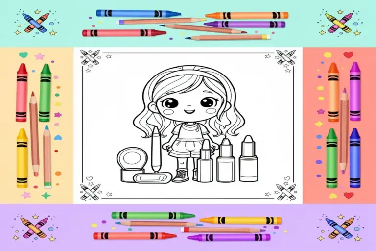 makeup coloring pages for kids - Free Printable Coloring Page