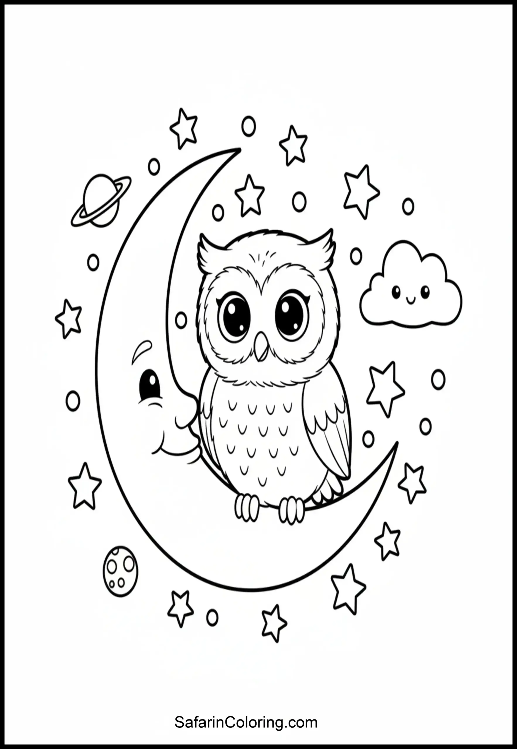 Owl On Moon Cute Scaled