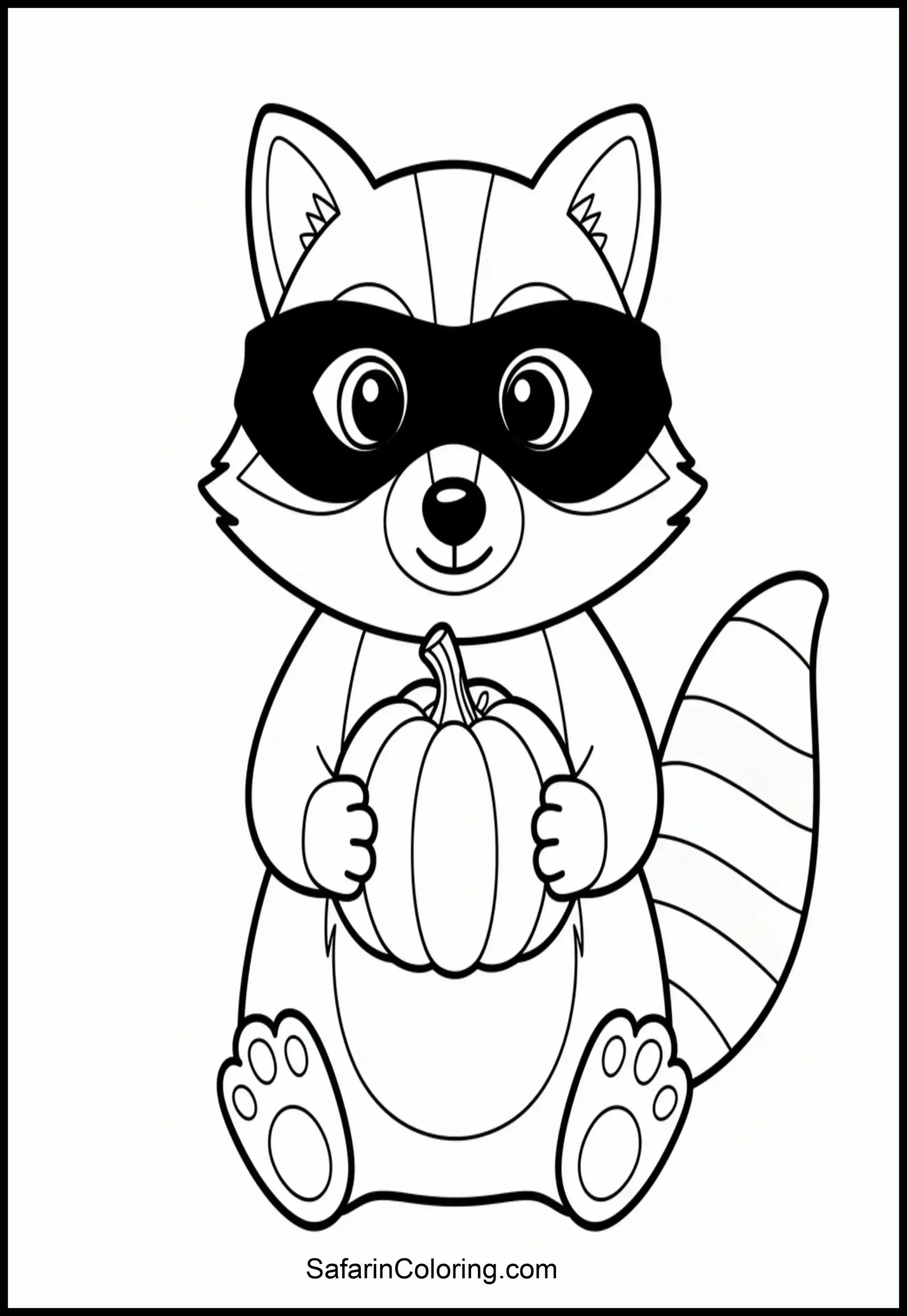 Raccoon Holding Pumpkin Scaled