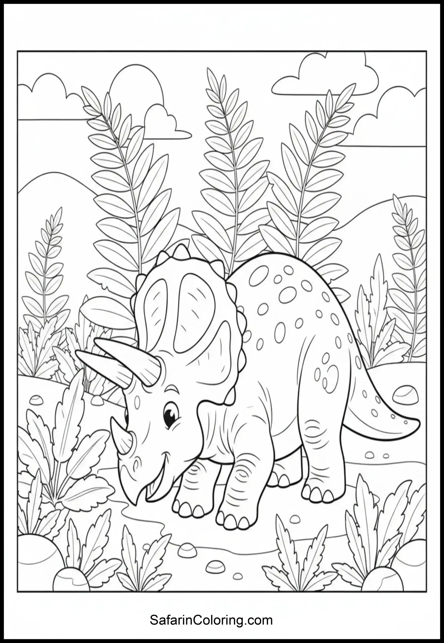 Triceratops Grazing Scaled