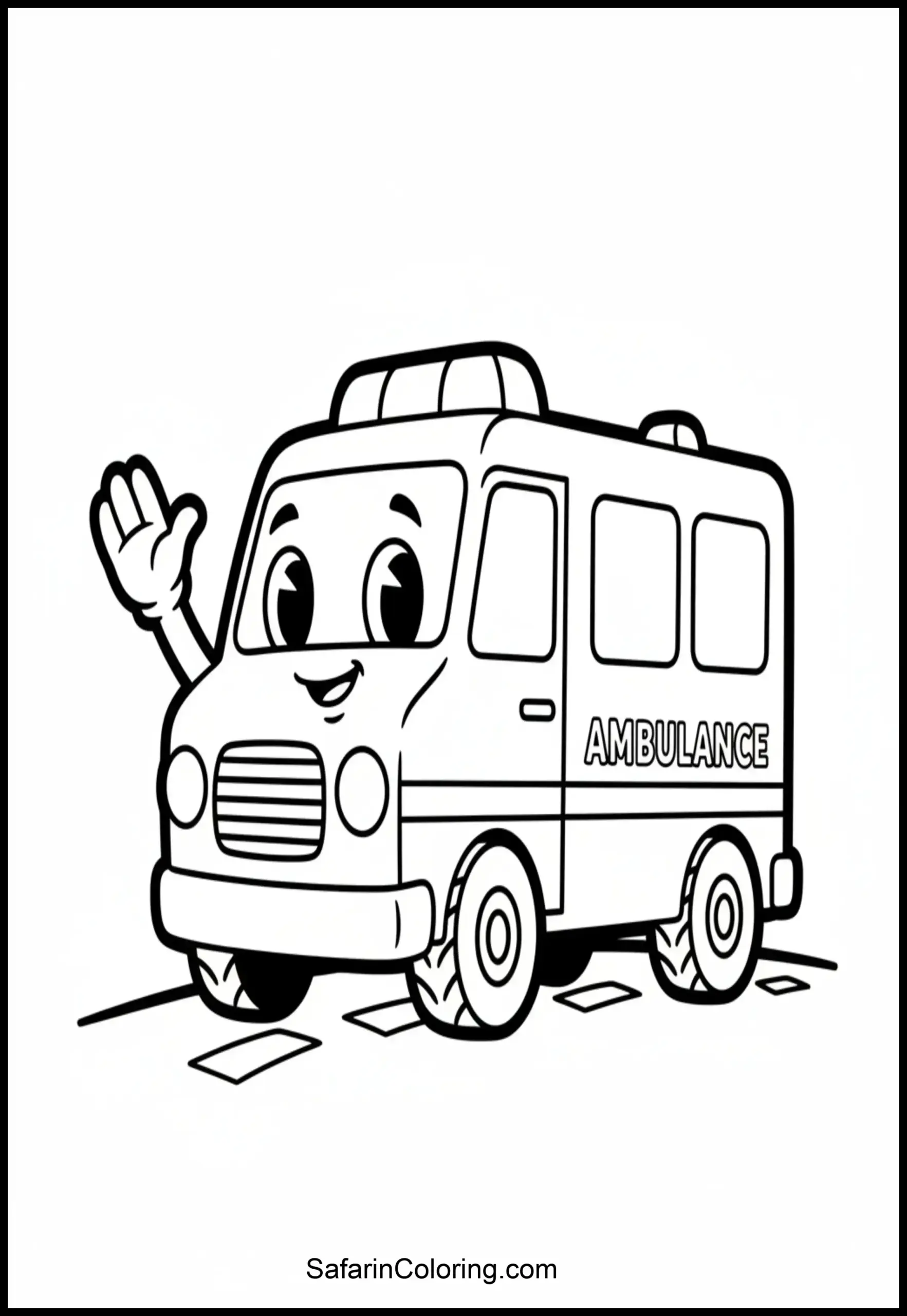 Waving Ambulance Character Scaled