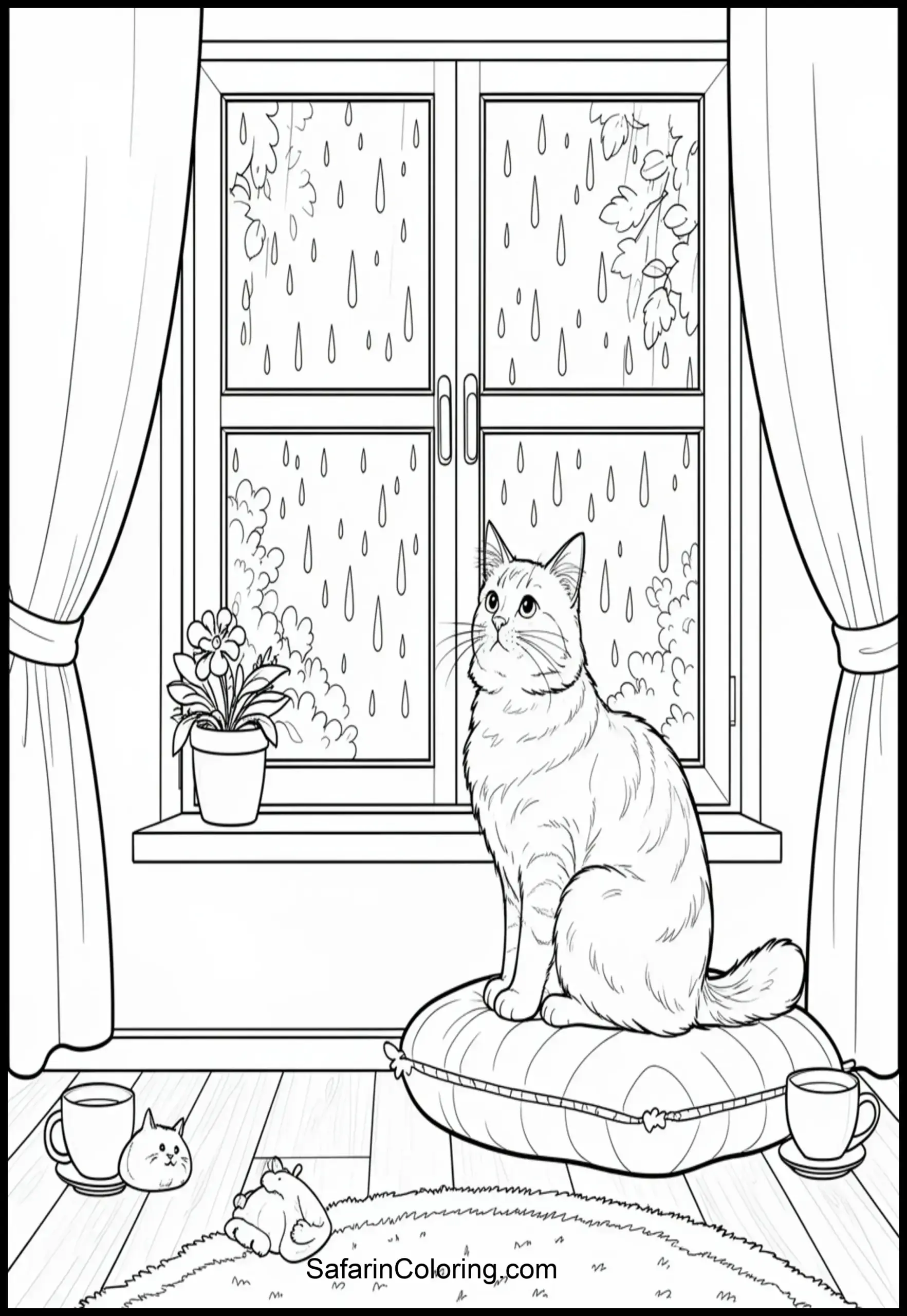 Window Rain Cat Scaled