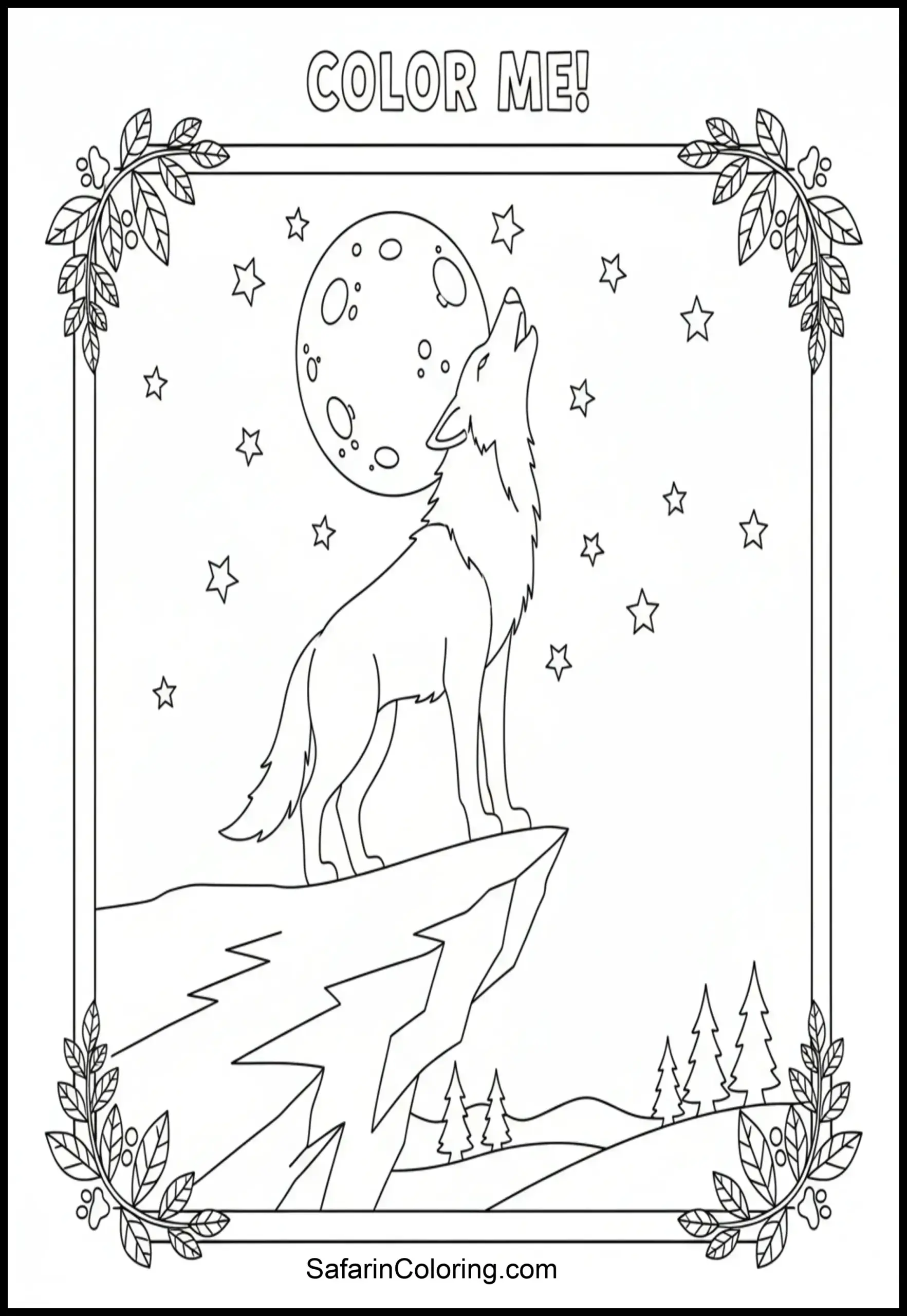 Wolf Howling Moon Scaled