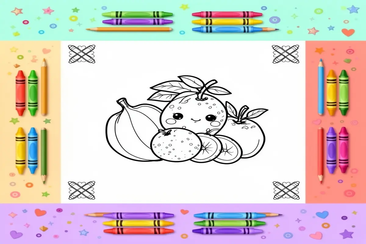 Fruits (Fawakih Sayfiya w Stiwa2iya) - Free Printable Coloring Page