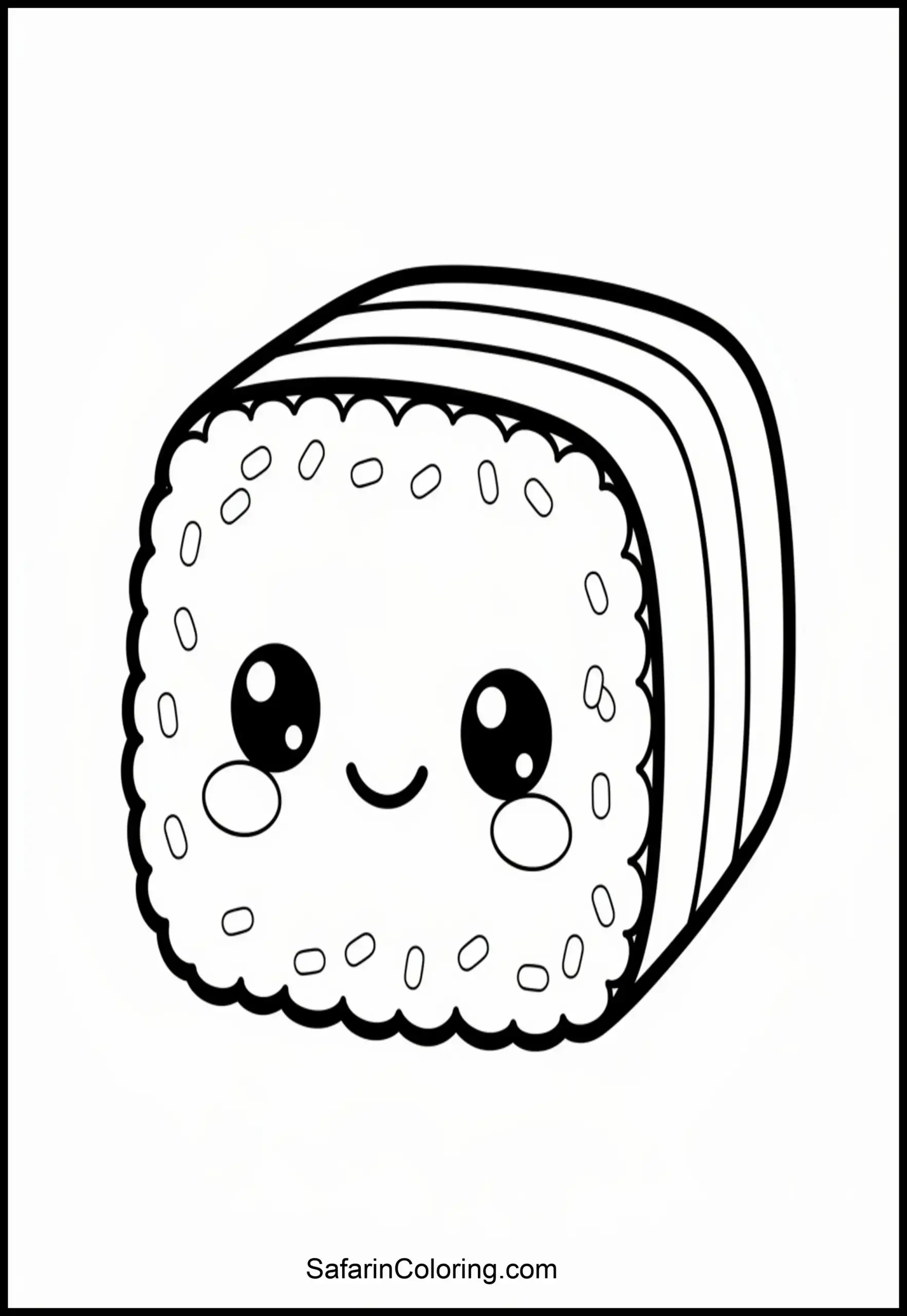 Cute Sushi Roll Coloring Page Scaled