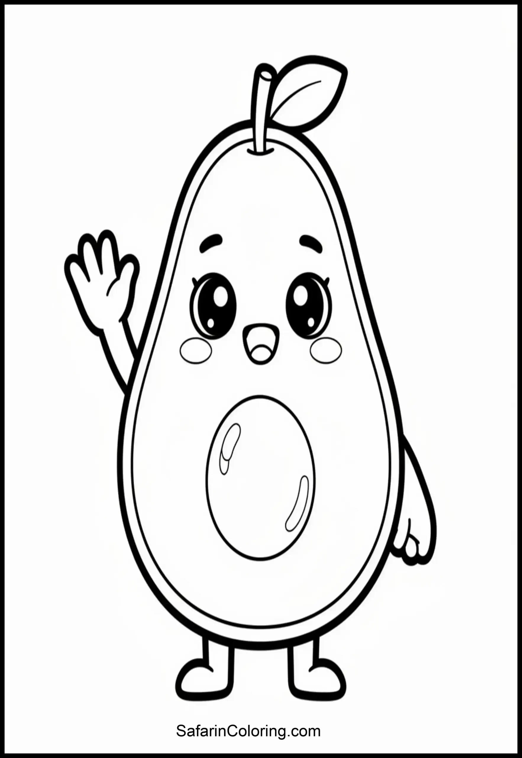 Happy Avocado Coloring Page Scaled