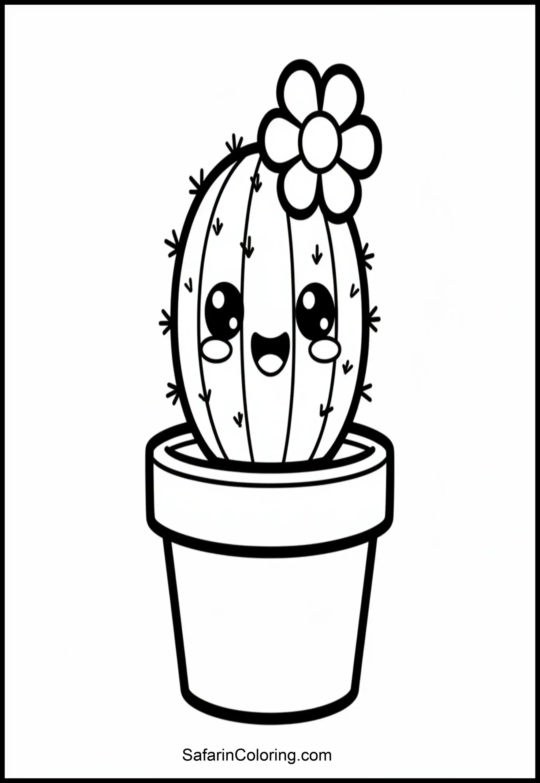 Happy Cactus Plant Coloring Scaled