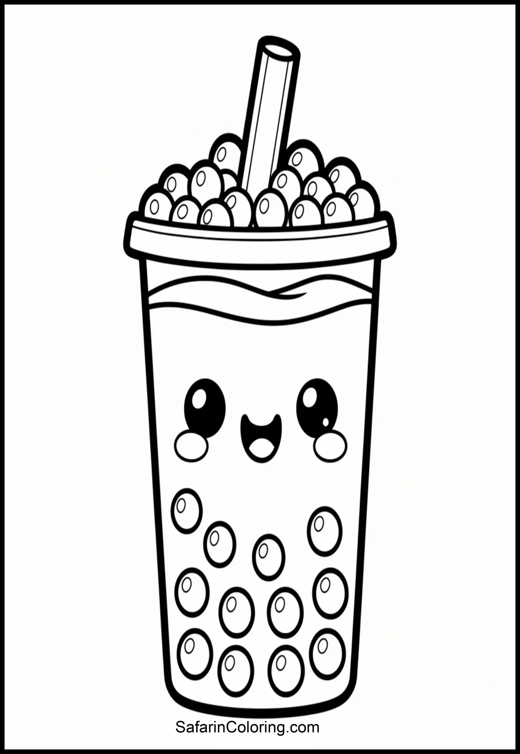 Kawaii Bubble Tea Coloring Page Scaled