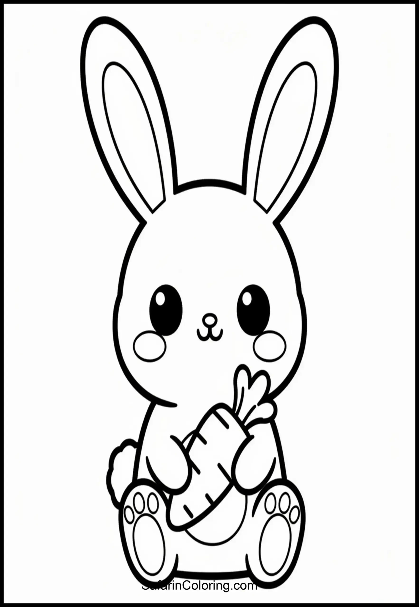 Kawaii Bunny Carrot Coloring Scaled