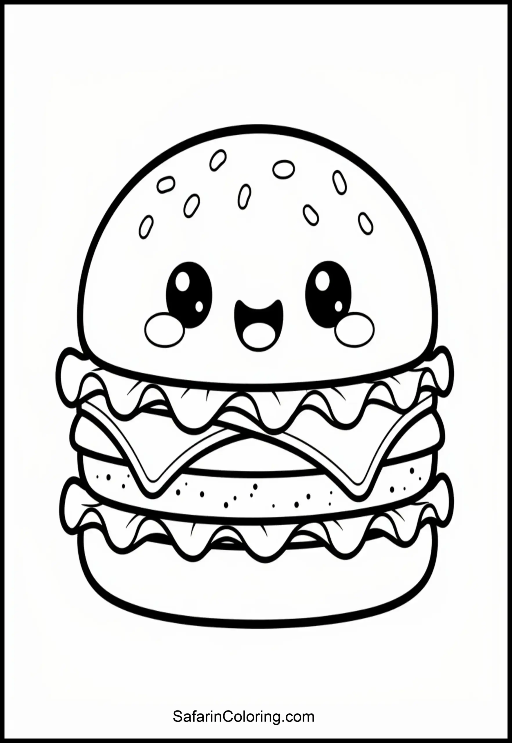 Kawaii Burger Coloring Page Scaled