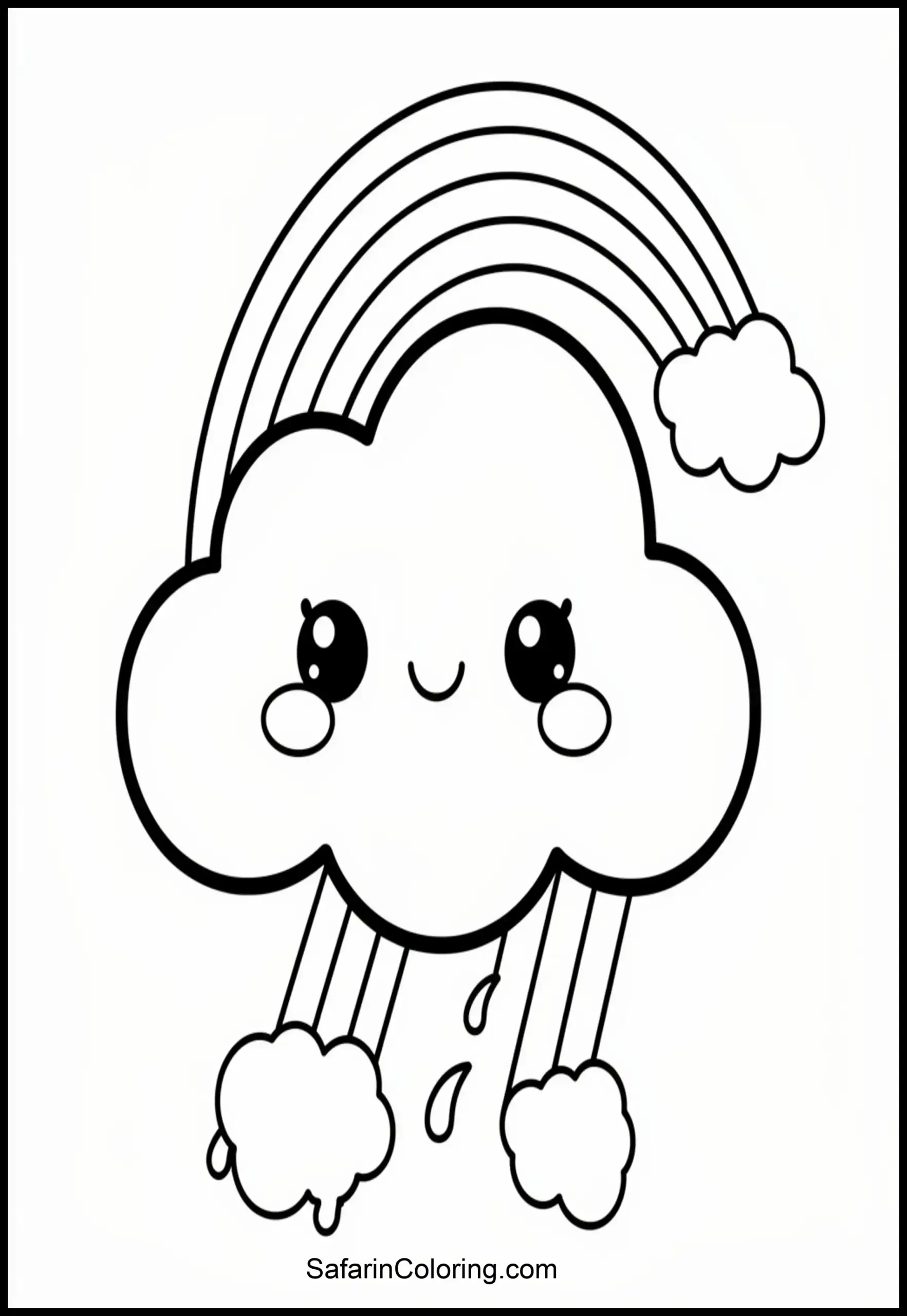 Kawaii Cloud Rainbow Coloring Scaled