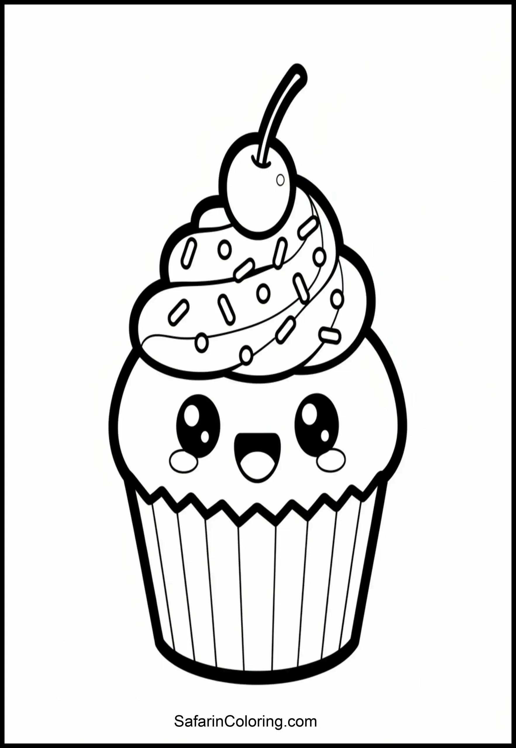 Kawaii Cupcake Coloring Sheet Scaled