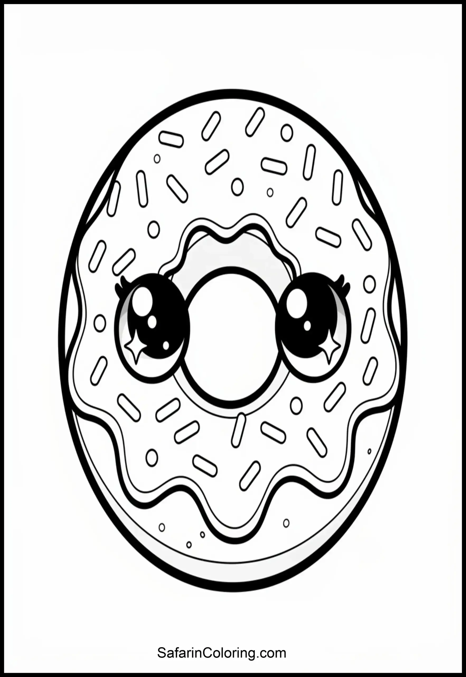 Kawaii Donut Coloring Page Scaled