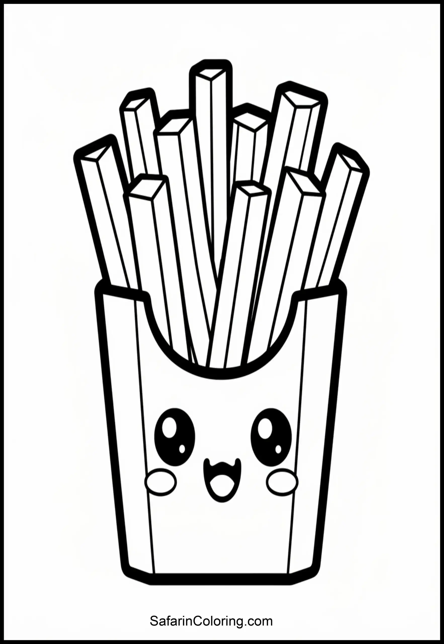 Kawaii Fries Coloring Page Scaled