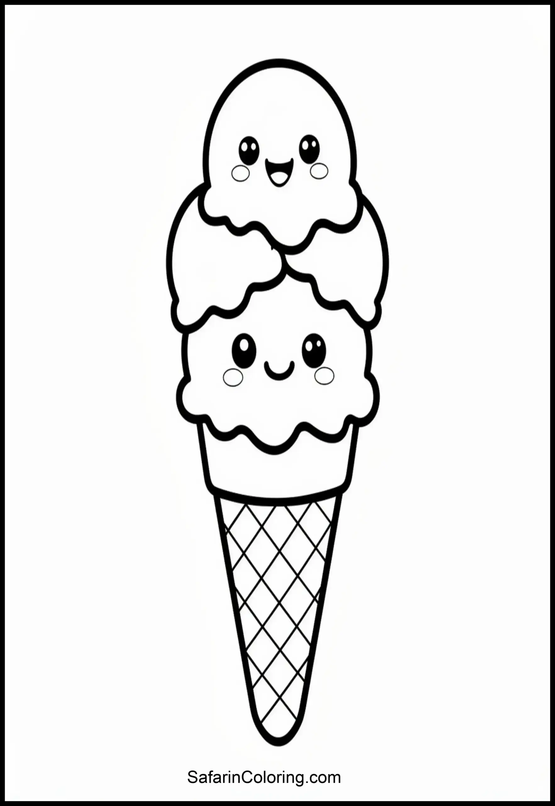 Kawaii Ice Cream Coloring Scaled