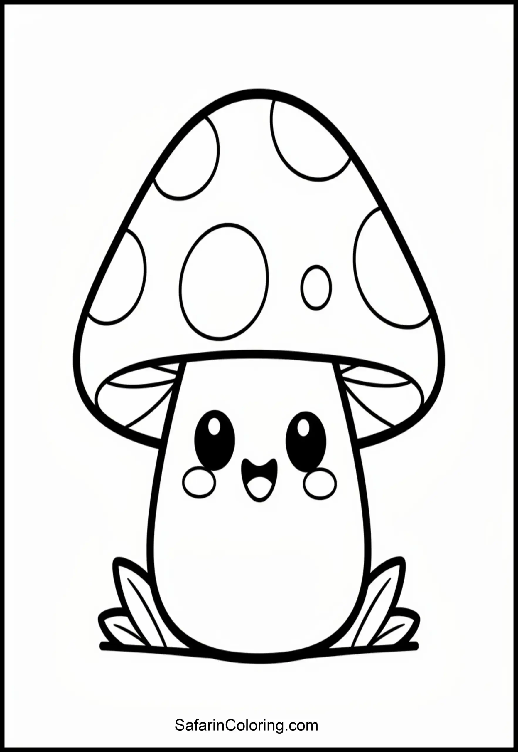 Kawaii Mushroom Coloring Scaled