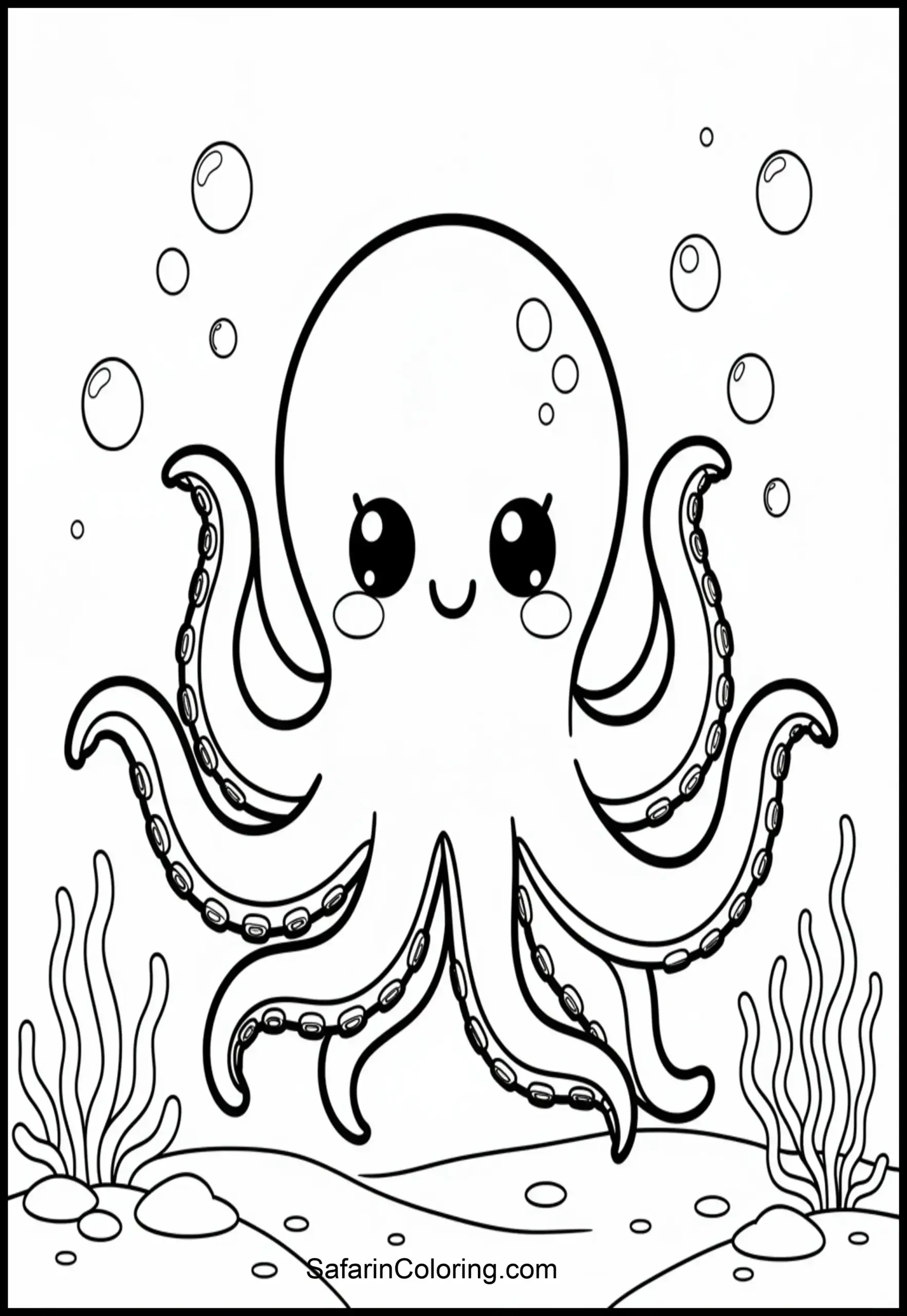 Kawaii Octopus Coloring Scaled