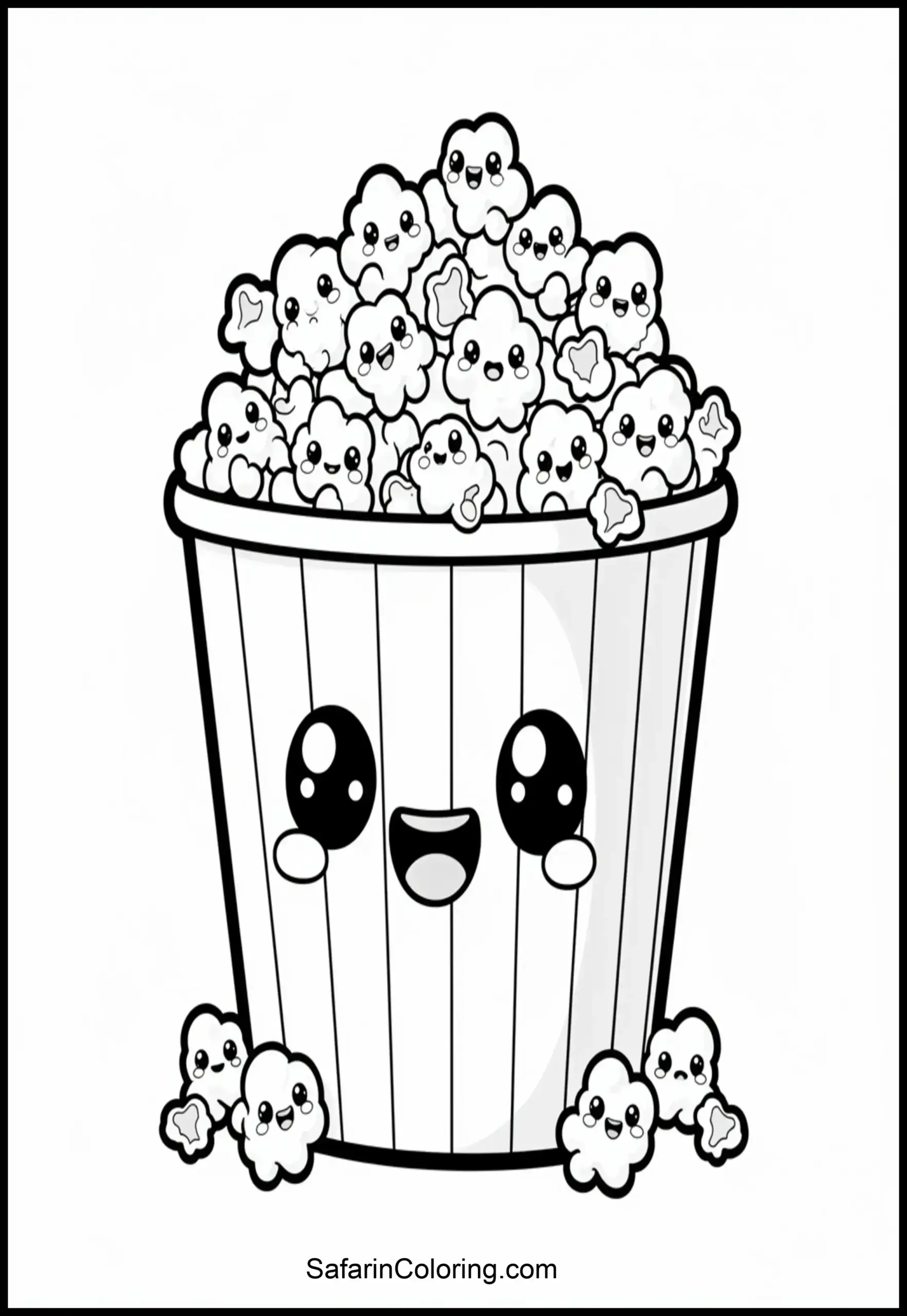 Kawaii Popcorn Coloring Scaled