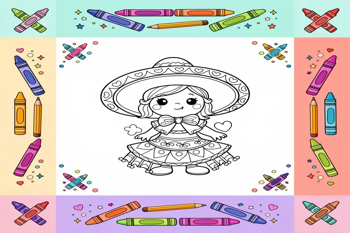 mexico coloring pages for kids - Free Printable Coloring Page
